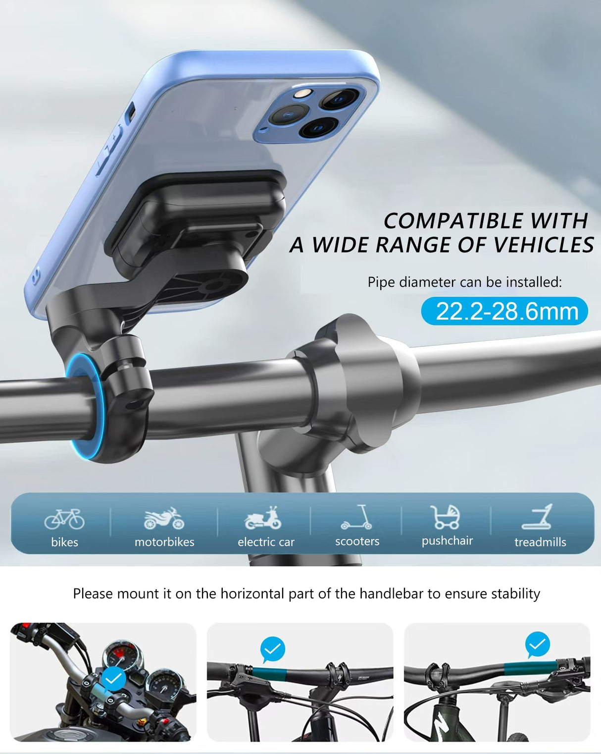 Support de téléphone magnétique pour vélo