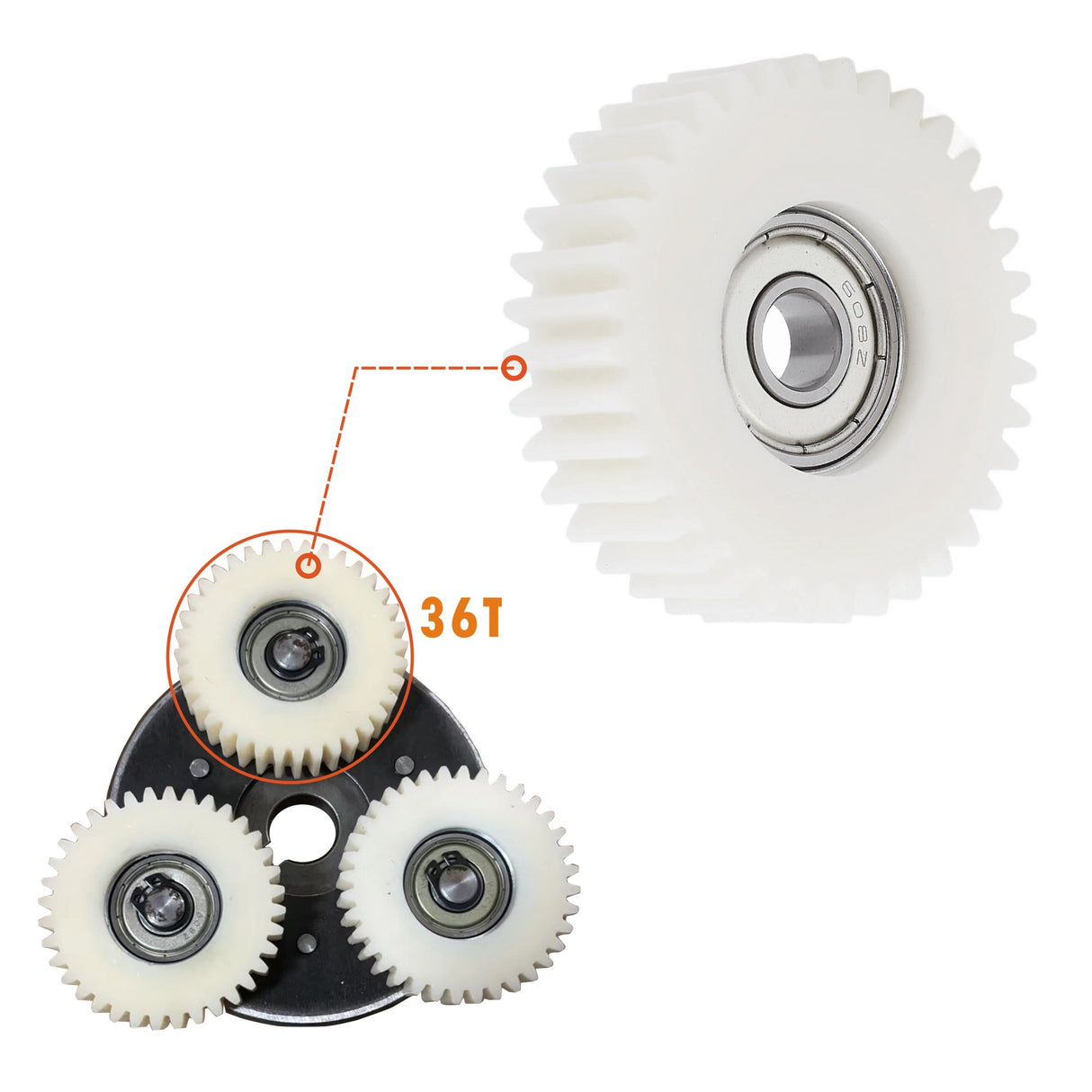 Moteur de moyeu de roue de vélo électrique à engrenages planétaires 36 dents
