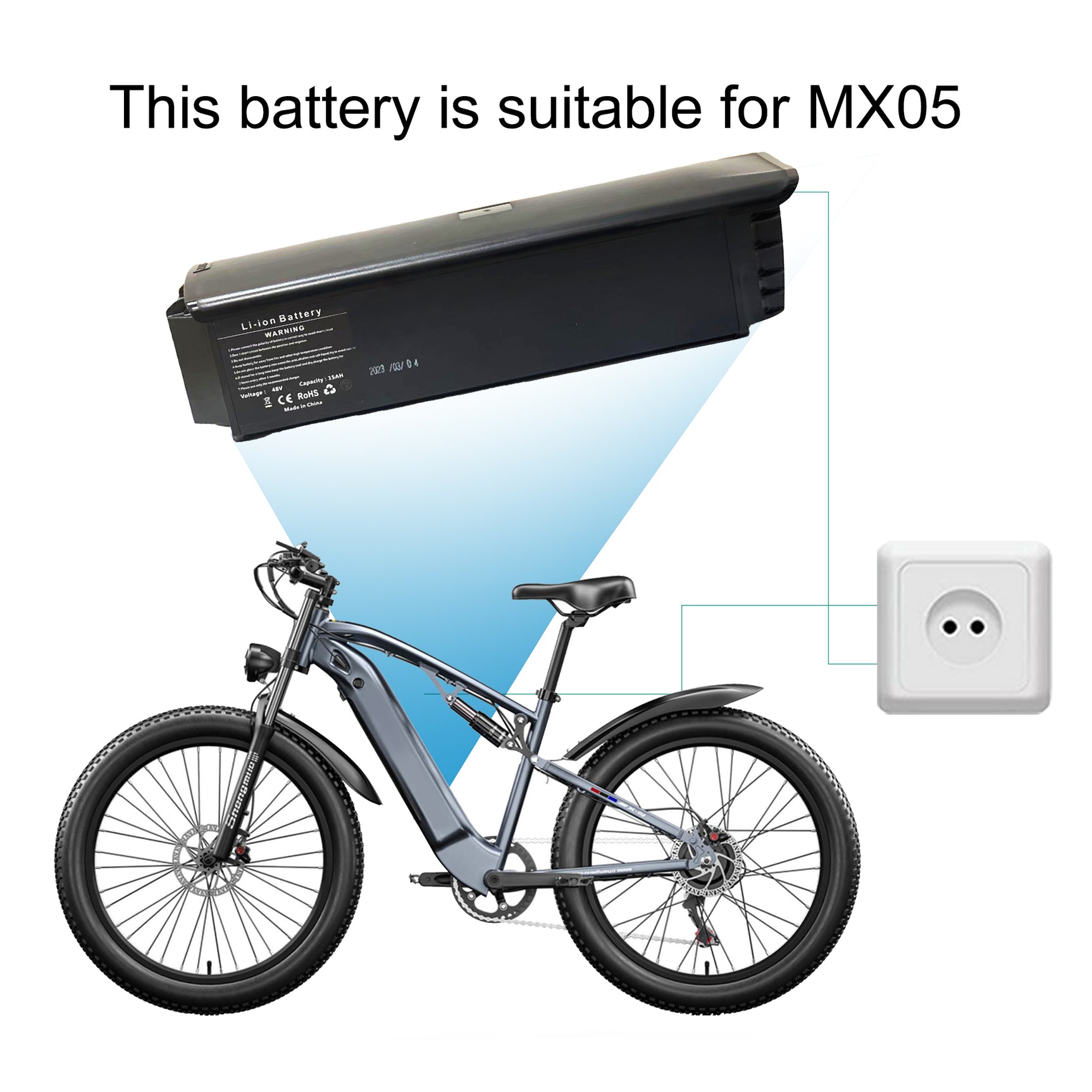Batterie vélo électrique 48V15AH pour MX04/MX05/MX06/MX07