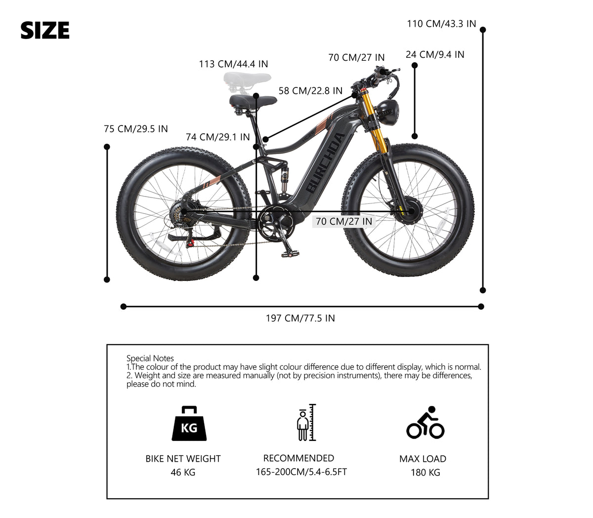 Dimensions du vélo