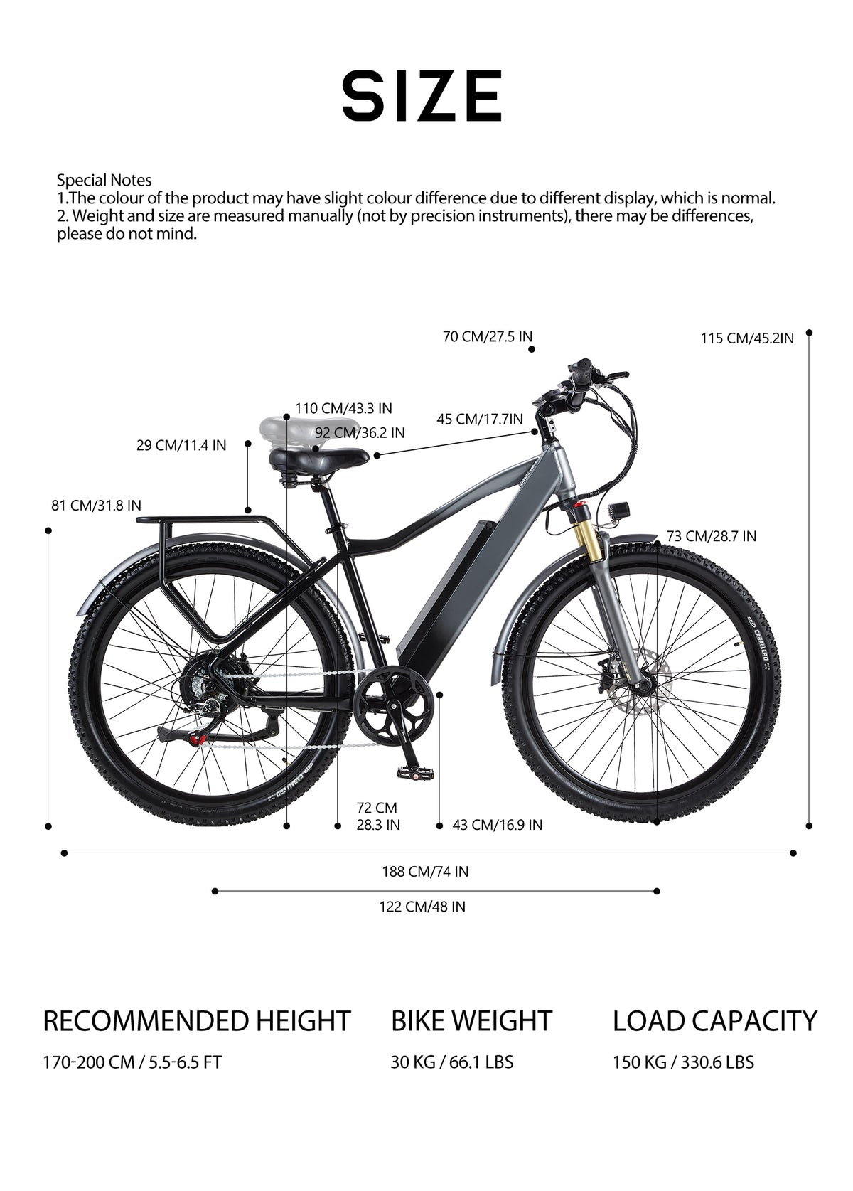 Dimensiones de la bicicleta