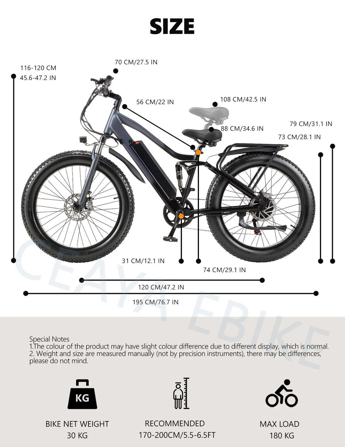 Dimensions du vélo