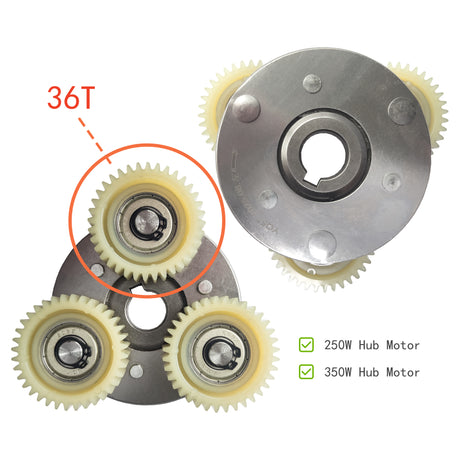 Engranajes planetarios de 36 dientes para motor de buje de bicicleta eléctrica (250W-350W)