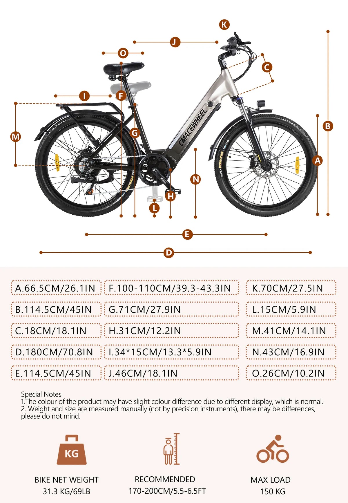 Dimensions du vélo