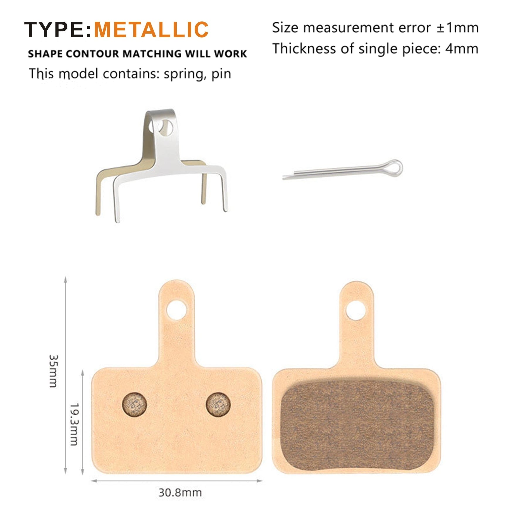 Pastillas de freno metálicas para bicicleta TP-01B-M