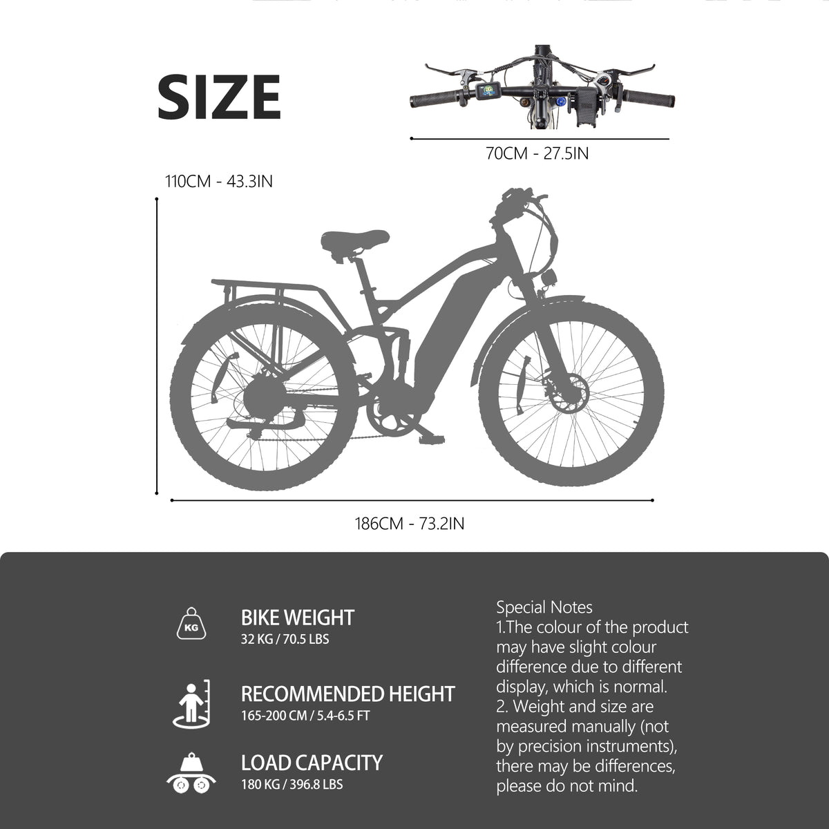 Dimensions du vélo