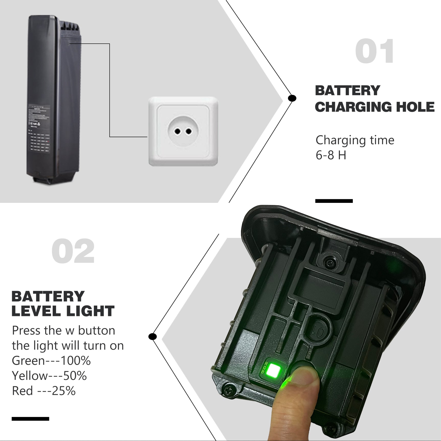 Batterie vélo électrique 48V15AH pour MX04/MX05/MX06/MX07