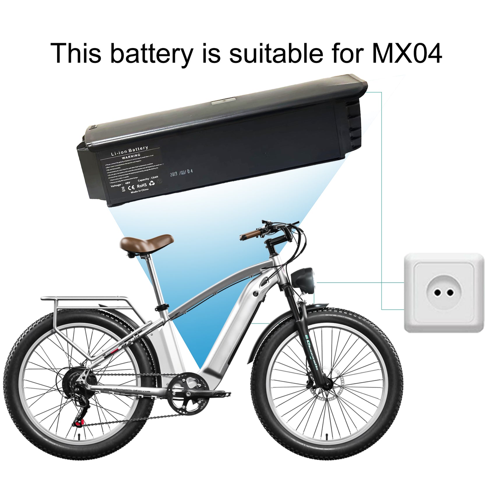Batterie vélo électrique 48V15AH pour MX04/MX05/MX06/MX07